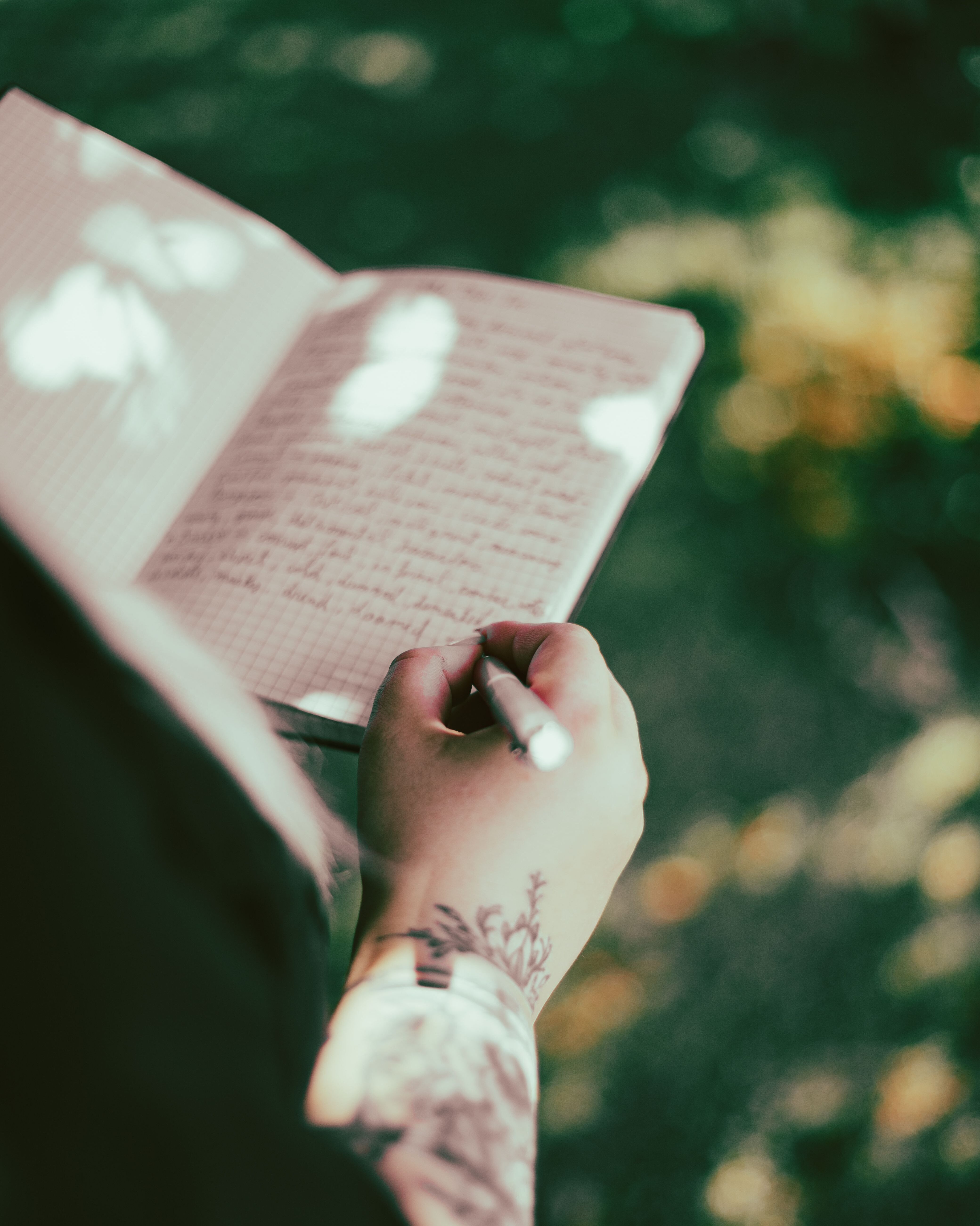 Making notes outside